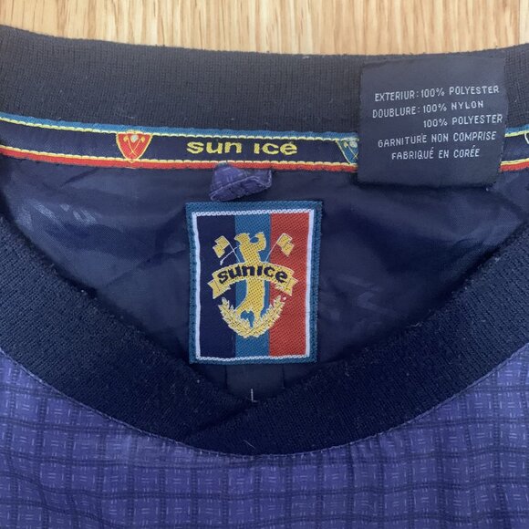 VTG Sunice Golf Pullover Sweater Mens Large Blue Plaid Windbreaker Long Sleeve - Picture 3 of 12